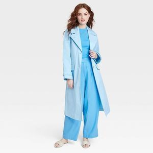 Women's Statement Trench Coat - A New Day Light Blue L